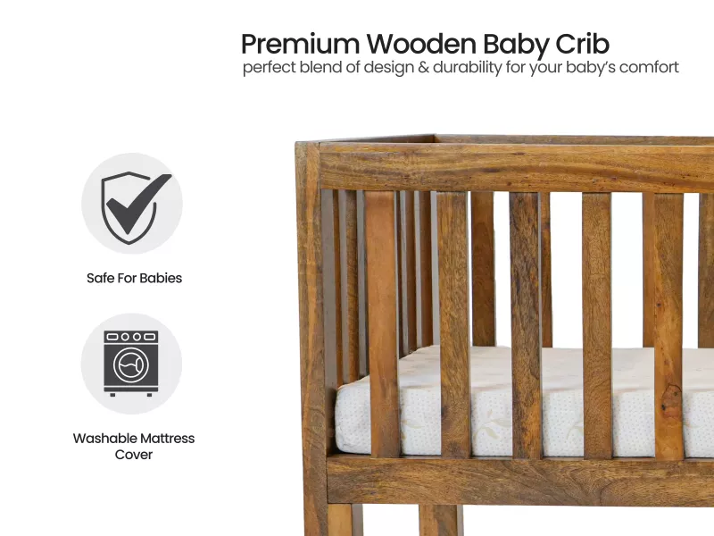 Clara Baby Crib (Cot) with Mattress (46 X 22 X 3)